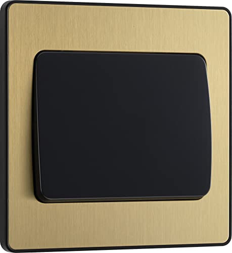 BG Electrical Evolve Single Light Switch, 20A, 2 Way, Wide Rocker, Satin Brass