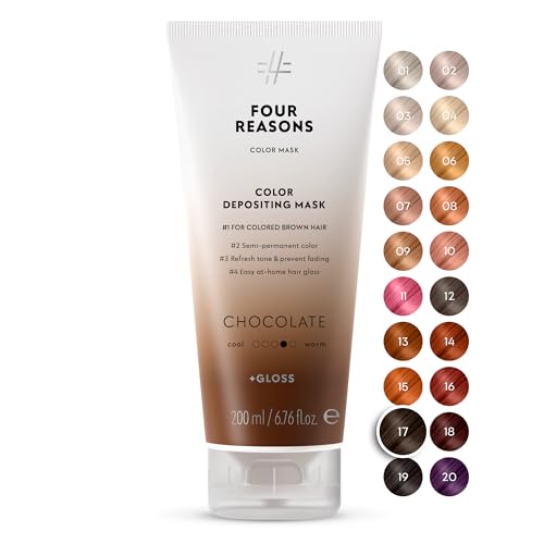 Image of FOUR REASONS Color Mask, Chocolate (27 Colors) - Hair Gloss & Color Depositing Conditioner - Semi Permanent Hair Toner for Color-Treated Hair Color For Women - Vegan & Cruelty-Free - 6.76 fl oz
