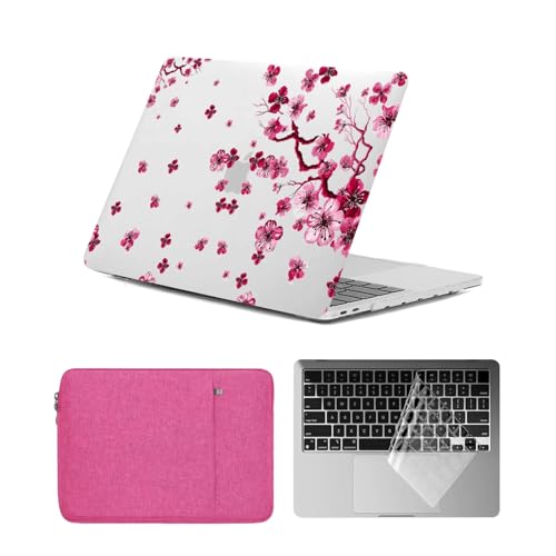 HLAAJJX Hard Case per Macbook Air 13 pollici M4 M3 M2 2025 2024 2023 2022 A2681 A3113 A3240,Cover Custodia Protettiva & Borsa PC & Copritastiera per Macbook Air 13.6',Fiore di Ciliegio
