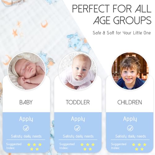 Image of Muslin Baby Towels Bath Towels 43 x 43 Inch Soft 100% Cotton Cute Animal Print Washcloths Extra Large Baby Bath Towels for Newborns Infants Toddlers Kids