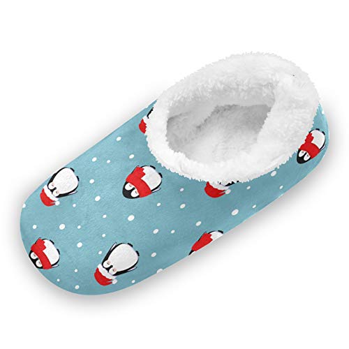 TropicalLife LUCKYEAH - Pantuflas de casa con diseño de pingüino navideño para mujeres y hombres, zapatillas de pies peludos, cómodas y cálidas de espuma viscoelástica, para interiores y ext
