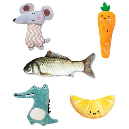 Mirrwin 5 Piezas Juguetes Para Gatos Catnip, Juguetes De Peluche Con Hierba Gatera Juguete Para Gatos De Autoocupación Juguetes Interactivos De Peluche Para Gatos, Accesorios Para Gatos