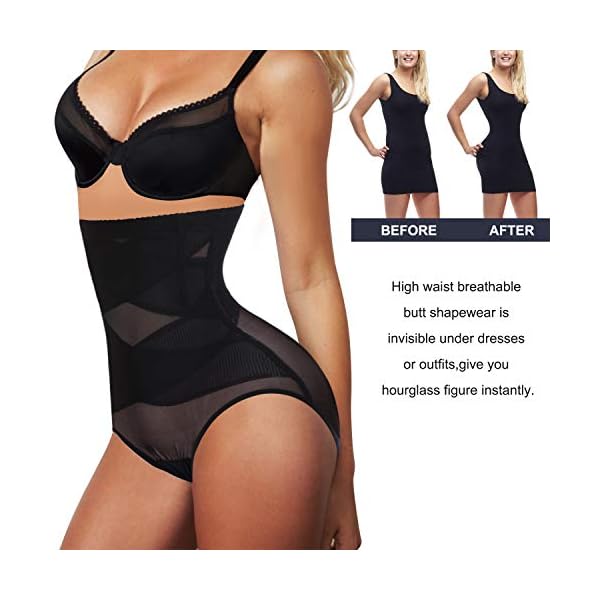 Nebility Womens' Tummy Control High Waist Trainer Body Shaper (US, Alpha, Large, Regular, Regular, Black)