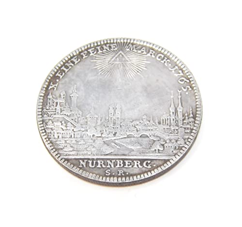 BETTER WITH FRIENDS Kaiserstadt frei Nurnberg 1 Thaler 1765 SR Cupronickel Silber Kopie Münzen Silber. Stadt Beleuchtung. Pyramide des Auges, das alles sehen