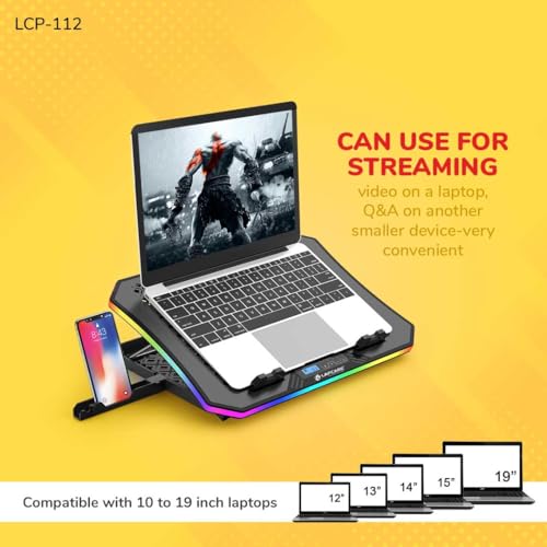 Image of LAPCARE Winner PRO RGB Cooling Pad with 6 Fans Laptop Stand, Black