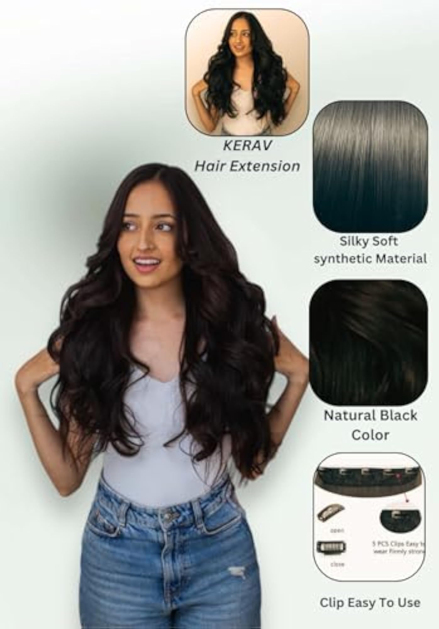Good Length Wavy/Curly Black Hair Extension, Everyday Use