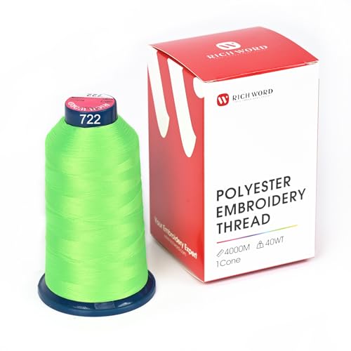Image of Poolin Polyester Machine Embroidery Thread 4000M 40WT Neon Green 0722 | Smooth Feeding with Stable Tension for Clean, Consistent Stitching on Home and Commercial Embroidery Machines