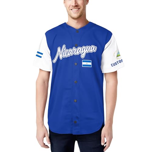 Custom Nicaragua Jersey Baseball, Personalized Nicaragua Jerseys for Men, Nicaragua Baseball Jersey, Nicaragua Shirt miniatura 2