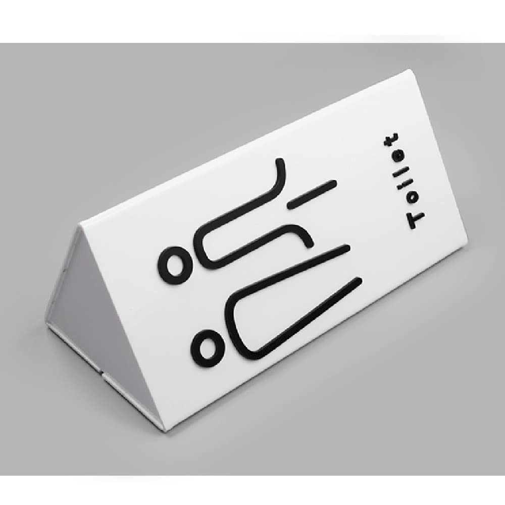 Letreros de identificación de baño para Hombres y Mujeres con Forma de triángulo de 12 x 25 cm, letreros públicos con Logotipo público, Tarjeta de orientación(Baño