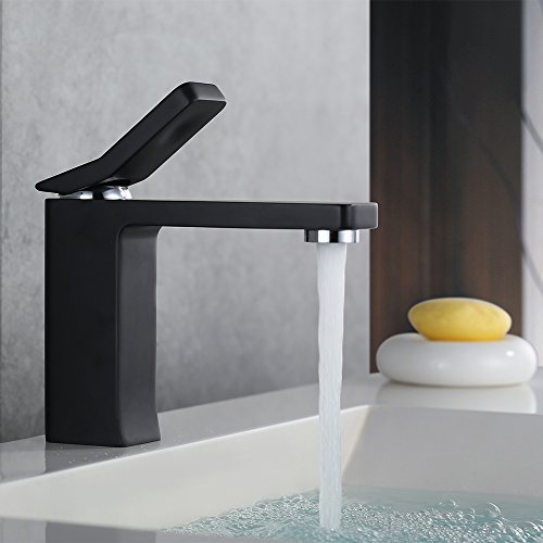 Preisvergleich Produktbild Homelody Schwarz Lack beschichtet Wasserhahn Badarmatur Waschtischarmatur Waschbeckenarmatur Einhebel Waschtischbatterie Waschbecken Armatur bad Armaturen Einhebelmischer Mischbatterie für Badezimmer