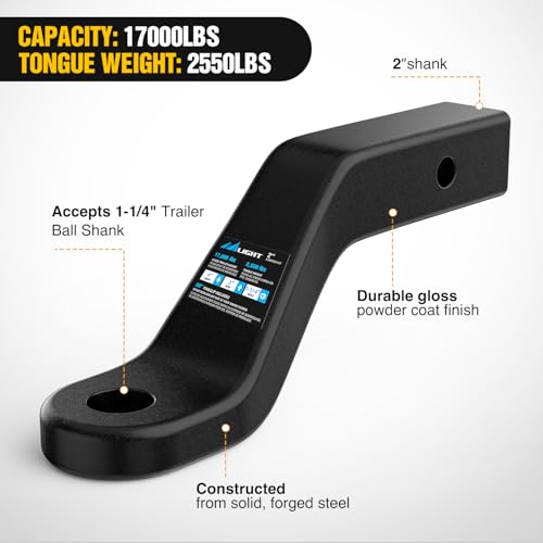 Image of Nilight Forged Trailer Hitch Mount Fits 2 Inch Receiver Square 5 /8 inch Hitch Pin Clip 17000 lbs 4 inch Drop, 1-1 /4 inch Hole, Gloss Black Powder Coat