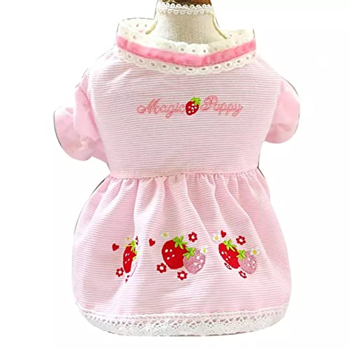 KUTKUT Summer Cute Skirt Strawberry Stripe Small Dog Dress | Dress for ShishTzu, King Charls, Pug & Other Similar Kind Small Breed Dogs(Size: XL, Chest: 50cm, Back Length: 40cm) (B09NY5Q6DT) Amazon Price History, Amazon Price Tracker