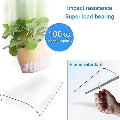 Polycarte Outdoor Canopy - Transparent Invisible Rain Shelter for Porch, Curved Window Awning, UV Protection Canopy for Garden, Patio, Sun & Rain Shield