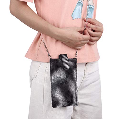 Crystal Rhinestone Small Shoulder Bag Cell Phone Purse Wallet For Women Evening Handbags Clutch Purses In Black #TOP1