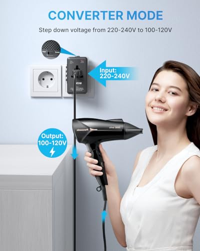 220V to 110V Travel Voltage Converter, VINTAR 2000W International Universal Voltage Converter US to Europe Adapter with 4 USB Ports (2 USB C), Step Down Power Converter Adapter Combo for EU UK US AUS2