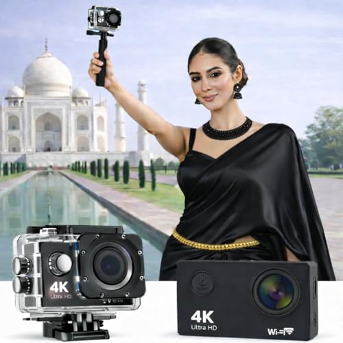 Image of ZoTronico 4K Action Camera 16mp [CR10 Model] with Accessories - WiFi, Memory Card Support, 170 Wide Angle, Vlogging & YouTube (4k UHD Camera, Multi Colour depending Upon availablity)
