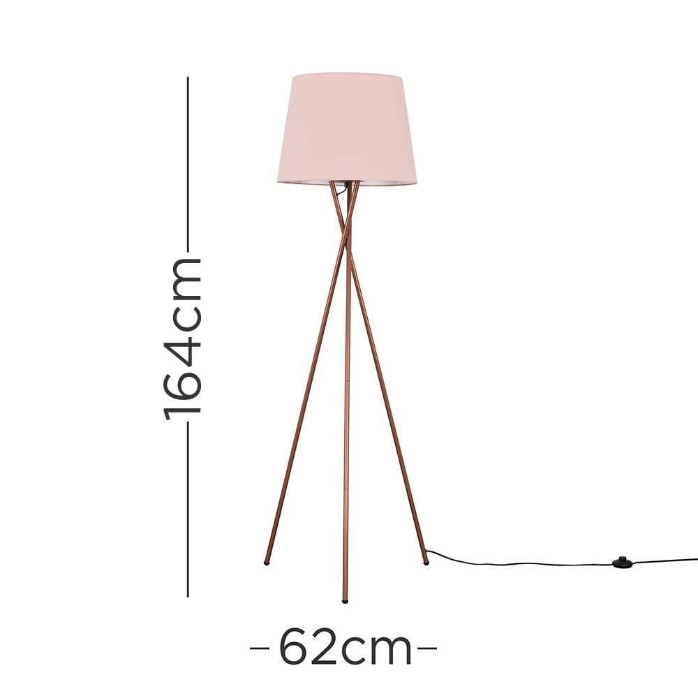 MiniSun Modern Copper Metal Tripod Floor Lamp With A Beige Cylinder
