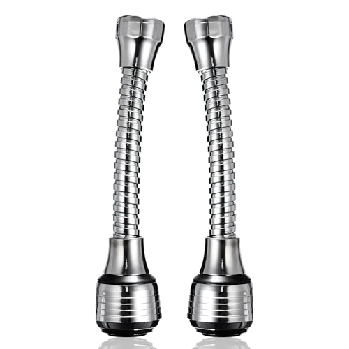 2 Stück Wasserhahn Verlängerung 360° Drehbar, Flexibler Wasserhahn Aufsatz aus Metall, Schwenkbarer Verlängerungsrohr für Waschbecken, Küche, Bad, Wasserhahnaufsatz für Spüle und Waschtisch