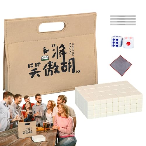 Jeu de mahjong chinois traditionnel avec finitions soignées et sacoche de transport épurée