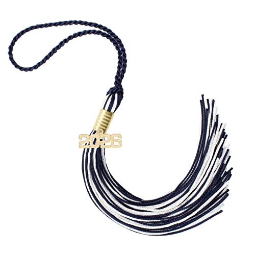2026 Navy/White Graduation Tassel - Every School Color Available -Made in USA