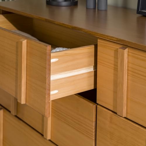 Walker Edison Contemporary Detailed 6-Drawer Solid Wood Dresser, 60 Inch, Caramel image 8