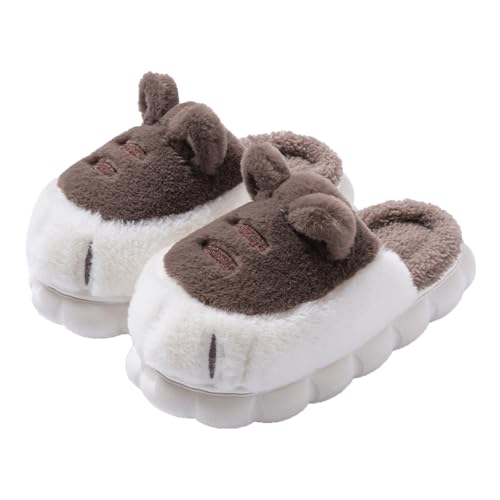 Cat Paw Slippers 3D Furry Cartoon Slides Closed Toe Non Slip Cute Cozy Slip On Warm Winter Gifts for Women