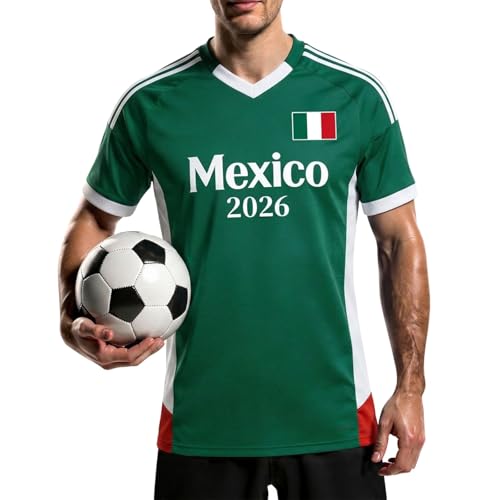 DASONLUE Camiseta deportiva para hombre del Mundial 2026, camiseta de fútbol, camiseta funcional transpirable, camiseta de fútbol, camiseta ligera de entrenamiento, juego de regalo de fútbol, Q Verde