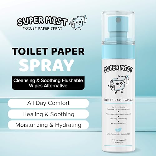toilet paper spray 27 fl oz300 wipes cleansing amp soothing flushable wipes alternative - witch hazel aloe vera amp peppermint essential oil - travel size