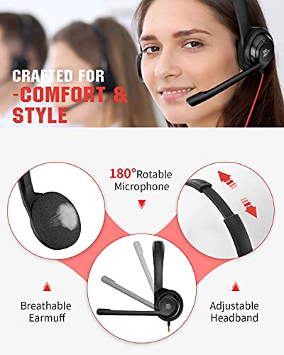 Nubwo Usb Headset With Microphone For Laptop Pc, Headphones With Noise Cancelling Microphone For Computer, On-Ear Wired Office Call Center Headset For Boom Skype Webinars, 5 Packs #TOP2