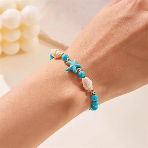Bracelet en perles de cristal bohème avec coquille et étoile de mer pour femme - 3