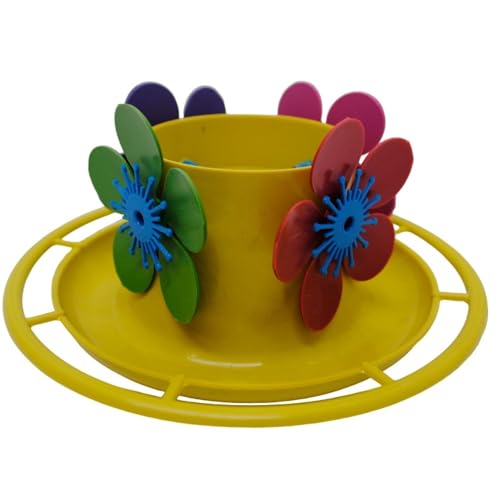 Kit 3 Bebedouros para Beija-Flor, Casa de Jardim, Bandeja com Poleiro, Amarelo, 250ml Cada