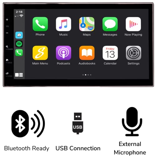 6.8" Ford F-150 (2009-2014) Double Din Car Stereo Kit With Dash Kit, Anntenna Adapter, Apple Carplay, Android Auto, Bluetooth Naviagtion, Camera Input, (Black) #TOP4