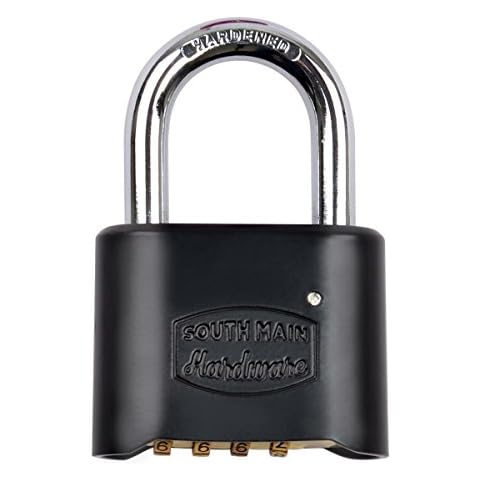 South Main Hardware Resettable Die-Cast Padlock, Black, 1-Pack Cover
