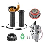 RUTU 49cc Carburetor & 7/8' 22mm Twist Throttle Accelerator Handle Grips Replacement for 2 Stroke 47cc 49cc Mini bike ATV Quad Dirt Pocket Bikes with Intake,Cable