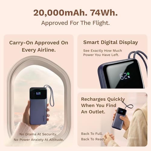 Image of GRAVL Axis 67, 20000mAh Laptop Power Bank, 67W Fast Charging, iOS Android, Flight Safe, Type-C Cable, Smart Display (Gray)