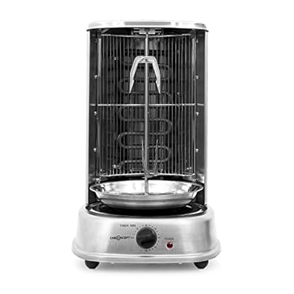 oneConcept Kebap Master - Dönergrill, Hähnchengrill, Gyrosgrill, Vertikalgrill, Drehgrill mit Drehspieß, Elektro-/ Tischgrill für zu hause, max. Leistung: 1800 W, 360° Hitzeverteilung, silber – Bild 4