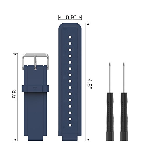 Moko Watch Band Compatible With Garmin Vivoactive, Soft Silicone Replacement Fitness Bands Wristbands With Metal Clasps For Garmin Vivoactive/Vivoactive Acetate Sports Gps Smart Watch - Midnight Blue #TOP7