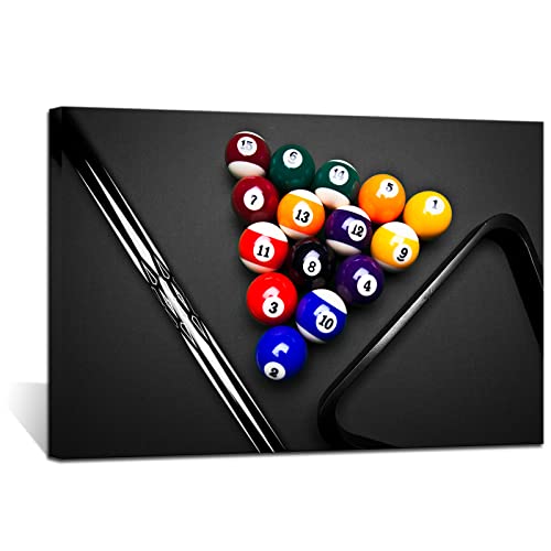 Biuteawal - Sport Canvas Wall Art Playing Pool Table Billiard Balls Picture Giclee Prints Snooker Painting For Home Game Room Club Bar Wall Decoration #TOP8