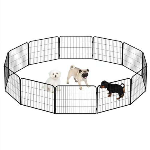 Image of BestPet Dog Playpen 24 Inch 12 Panels Heavy Duty Metal Pet Exercise Pen Without Door Indoor Outdoor Fence Panels Anti-Skid Expandable Design