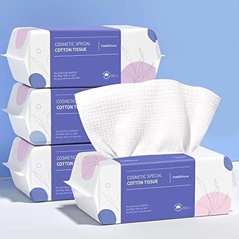 PoeticEHome Extra Thick Cotton Dry Wipes, Disposable Face Towel Lint-Free Facial Tissue Cloths for Deeply Cleansing & Makeup Cleaning Cover