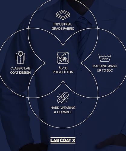 Image of Lab Coat for Men and Women, 40 Inch Length Relaxed Fit Doctor Coat, 3 Pocket Medical Coat Nurse Scientist Technician