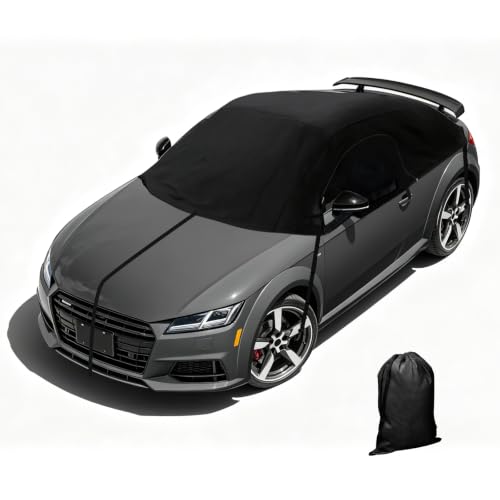 Half Car Cover for Audi TT 2006-2024, 420D Waterproof Soft Top Roof Half Cover, All Weather Protection Auto Half Car Covers for Outdoor Sun Snow Rain Dust UV Protector