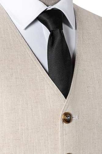 Men's Linen Suit Vest Western Slim Fit Vintage Summer Dress Vest Beach Wedding Wasitcoat3