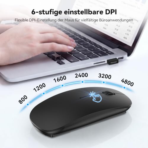 TECKNET Bluetooth Maus USB-C & USB-A, Slim Kabellose Maus mit 4 Tasten – Ansicht 3