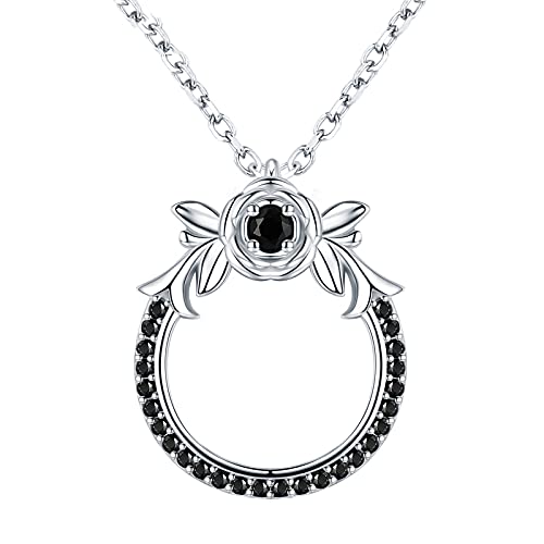 Collier de fiançailles rond et pendentif fleur fine pour femme en argent