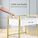 OmySalon Salon Trolley Cart with Wheels, Esthetician Cart with 1 Drawer & 2 Trays, Mobile Storage Organizer for Beauty Spa Massage Tattoo Esthetic Facial Tool Holder Station, White Gold