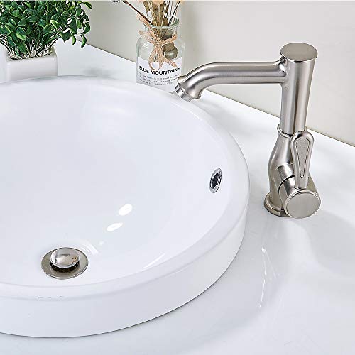 REGALMIX Vessel Sink Drain, Bathroom Faucet Vessel Sink Pop Up Drain Stopper, Built-In Anti-Clogging Strainer, Brushed Nickel with Overflow,Fits Standard American Drain Hole(1-1/2" to 1-3/4") R086J-BN - Thumbnail 5