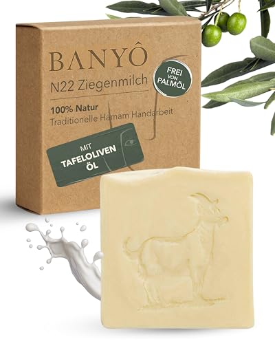 BANYÔ N22 Ziegenmilch Seife I Handgemachte Hamamseife mit 100% natürlichen Inhaltsstoffen I Für Gesicht & Körper I Hautbarrierestärkung & Linderung von Irritationen I Ideal für trockene Haut