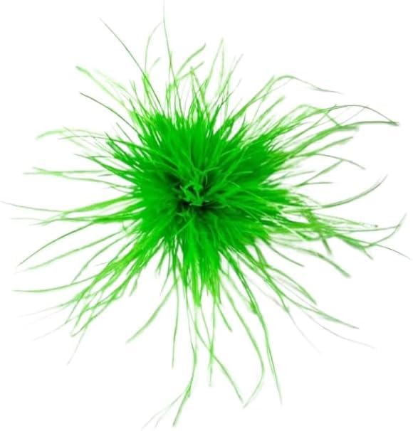 Image of Green Feather Brooch Feathers Corsages for Party Wedding Dress Decorations Ostrich Feather Hair Clip Lapel Pins Headwear Hairpin Hairband for Women Girl