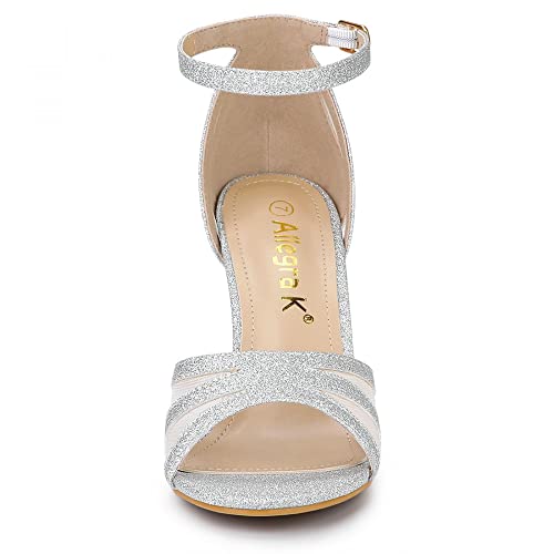 Image of Allegra K Women's Glitter Ankle Strap Stiletto Heels Sandals